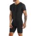 JEEYJOO Men's Short Sleeve Workout Bodysuit - Black Medium - Buy Online on GoSupps.com
