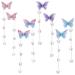 PAGOW 8pcs Long Butterfly Hair Tassel Clips Fabric Glitter Barrettes Hairpin Cute Rhinestone Bobby Pins Wedding Accessories for Women Girls Teens (Blue Purple Pink) 8PCS Blue Purple Pink