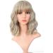 FAELBATY Blonde Short Bob Wig with Air Bangs - Shoulder Length Curly Wavy Synthetic Cosplay Wig in Khaki Blonde Gold Mix - Buy Online on GoSupps.com