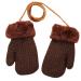 Baby Toddler Furry Winter Gloves Cold Weather Warm Knit Magic Mittens On String Kids Insulated Snow Warm Gloves with Fleece Lining for Baby Girls Boys 0-3 Years Gift B-Brown