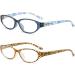 2 Pack Cat Eye Blue Light Blocking Reading Glasses for Women - 3.5x Magnification - Anti Glare UV Computer Eyeglasses - Blue & Brown - Buy Online on GoSupps.com