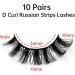 Eyelashes Russian Strip Lashes Natural Fluffy Wispy D Curly Effect Hybrid Strip Lashes Look Like Extensions 10 Pairs (D-02) - Buy Online on GoSupps.com
