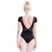 Daydance Spandex Girls Women Dance Leotards Short Sleeve Lace Back Ballet Bodysuit X-Small Black