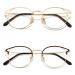 Cyxus blue light filter glasses women with cat eye round fashion vintage glasses without strength anti-harmful blue light UV400 from cell phone computer 06 gold+ros gold 2 pieces metal