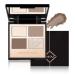 4 Colors Brown Eyeshadow Palette Matte Grey Brown Vanilla Eye Shades Glossy Sliver Glitter Eyeshadow Palette Naked Daily Eyeshadow Makeup High Pigment Smooth Powder #01
