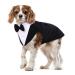 Dog wedding suit smoking costumes formal party outfits shirt dog clothing tuxedo dog fly wedding with removable bow bandana for small medium and large dogs (black m) m (1 Pack) black