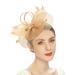 BYUTFA Headgear Elegant Fascinator Hat Pillbox Hat for Women Cocktail Tea Party Headwear Exquisite French Fascinator for Wedding Gold