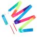 KINBOM 2pcs Dance Ribbons, 2m Kids Long Gymnastics Ribbon Twirling Ribbons Dancing Ribbon Streamers for Artistic Dance Training Party, with Ribbon Dancer Wand (Rainbow)