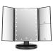 deweisn Trifold Lighted Vanity Mirror with 21 LED Lights, Touch Screen and 3X/2X/1X Magnification, Two Power Supply Mode Make up Mirror,Travel Mirror Black