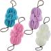 Qiviya Long Bath Loofahs with Handle for Shower Exfoliating Shower Pouf Ball Dual Purpose Shower Sponge Body Scrubber Ball for Men and Women.(Pink)