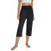 UEU Women's High Waist Capri Pants Casual Loose Fitting Yoga Pants Comfy Lounge Workout Capris Sweatpants with Pockets Capris, Black Large