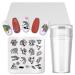 Set F20 Nail Art Stamping Plates Square with Silicone Stamp and Scraper 3pcs