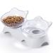 MILIFUN Cat Bowls, Cat Food Bowls Elevated Tilted, Anti Vomiting Kitty Bowls for Puppy and Bunny, Orthopedic Cat Bowls for Indoor Cats. White