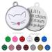 Ibera Gifts - Personalized cat brand for medium to large cats in round shape with cat with engraving name collar brand address trailer cat necklace (white)