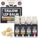 Beef Tallow Lip Balm Natural Tallow Beeswax Chapstick Hydrating Grass Fed Beef Tallow Honey Balm Lip Care Soothes Chapped Dry Sensitive Lips Long Lasting Vitamin Rich USA-Made Variety Pack