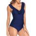 Tankini Ruffles: Swimsuit One Piece Women's Monokini Push Up Bikini V-Neck Sexy Tankini Swimsuit with Leg Swimwear Women's Tankini Tummy Control Swimsuit Women One Piece Beachwear Navy XL - Buy Online on GoSupps.com