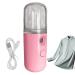 Face Steamer for Home Facial | Traveling Small Cordless Face Humidifier Rechargeable Face Steamer for Home Bedroom Bathroom Traveling Dorm Pink