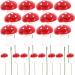 TOYANDONA 20pcs Mushroom Cake Toppers Mushroom Cake Picks Cupcake Toppers Birthday Cake Toppers Baby Cakes Mushroom Foams Topper Cute Woodland Theme Baby Shower Decorations Baby Cake Decor Red-2.5cm