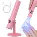 Handheld UV Light for Gel Nails LED Nail Lamp Portable Mini Nail Dryer with Stand & LCD Screen 5W Nail Lamp for Fast Curing (Pink)