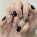 Handmade Nail Art Black Halo Dyed Short Style Compatible with Wearing Fake Nail Patches(S) - Buy Online on GoSupps.com