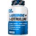 Evlution Nutrition L-Arginine + L-Citrulline - Endurance + Workout Performance Supplement - 1000mg Complex - Vasodilation + Nitric Oxide Support - Vegan + Gluten Free Capsules - 60 Servings
