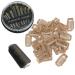 20pcs Hair Extension Clips DIY Wig Combs of 9-Teeth 32mm 1.2g/Pc Metal Snap Hair Clips 1pc Weaving Thread 1set/30pcs Needle Brown