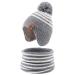 XIAOHAWANG Striped Winter Baby Beanie Knitted Hat Boys Girls Toddler Kids Warm Children Classic Beanie Hats 9-24 Months Gray(Hat+Scarf)