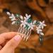 IYOU Crystal Wedding Hair Comb for Women Green Rhinestone Bridal Hair Accessories Flower Headpiece Prom Guest Hair Piece for Brides and Bridesmaids