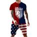 Mens Sport Set Summer Outfit 2 Piece Set Short Sleeve T Shirts and Shorts Casual Stylish Sweatsuit Set Patriotic Style-red XX-Large