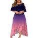 Plus Size Summer Dress for Women - Gradient Print, Lace Detail, Short Sleeve, Loose Fit - 3X-Large Purple - Buy Online on GoSupps.com