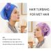 Haomye Microfiber Hair Drying Towel Set with Bow-Knot Shower Cap - Quick Dry Hair Turban for Women and Girls - 2Pcs (Blue & Purple) - Buy Online on GoSupps.com