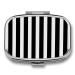 Pill Box Black & White Stripe Print 2 Compartment Medicine Pill Case Pill Organizer Decorative Metal Portable Pill Box for Pocket Or Purse