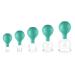 pulox cupping glass made of real glass set of 5 including suction ball 25 mm 32 mm 40 mm 52 mm & 62 mm green