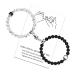 Luokifur Heart Magnetic Tar Bound for couples Adjustable pearl magnetic hardship women matt stone bracelets for friend friend lover gift black-white (z)