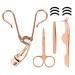 MAEXUS Eyelash Applicator Tool Lash Lift Kit Eyelash Curlers Eyelash Tweezers Eyebrow Scissors with 6 Eyelash Curler Refills (Golden)