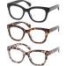 Oversized Reading Glasses for Women - 3 Pack Blue Light Blocking Spring Hinge Readers in Black Leopard & Grey - +0.75 Magnification - Buy Online on GoSupps.com