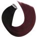 Moresoo 14 Inch Black Ombre Tape in Hair Extensions - Balayage Black and Wine Red Human Hair 20 Pieces/50g - Buy Online on GoSupps.com