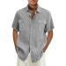 Men's Short Sleeve Revers Single-Colored Summer Shirt - Oversized 5XL Gray Leisure & Beach T-Shirt with 2 Breast Pockets - Buy Online on GoSupps.com
