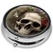 Skull Flowers Mini Round Pill Box | 3 Compartment Travel Pill Organizer | Portable Medicine Case for Home & Office - Buy Online on GoSupps.com