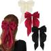 Hair Clips 3 Pcs Silky Satin Big Hair Bow Clips Barrettes with Long Tail French Hair Ribbon Bows for Women Girls Hair Ribbon Barrettes Metal Clips Bowknot Aesthetic Hair Accessories (Black White Red)