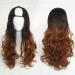 Harajuku Fashion Long Wavy Curly Fluffy U Shaped Wigs Heat Resistant Synthetic Fibre Mixed Gradient Dark Roots Hair for Girls 28inches H F