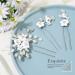 Unicra Silver Flower Hairpins - Crystal & Pearl Hair Accessories for Weddings | 3-Piece Set for Brides & Bridesmaids - Buy Online on GoSupps.com
