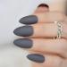 False Nails Fashion Smoky Gray Matte Stiletto Fake Nails Soft Good Feel Almond Pointed Press On Oval Frosted Full Cover False Nail Art Tips Matte Grey