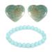 Healing Crystal Introverted Child Set 2Pcs Natural Quartz Amazonite Heart Crystal Stone and 1Pcs Amazonite Power Bead Crystal Bracelet B# Amazonite Crystal