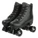 Women's Roller Skates Classic Leather High Top Double Row Skates Four-Wheel Shiny Roller Skates Perfect Indoor Outdoor Adult Roller Skates with Bag black wheel 37