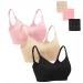 Dreamburn Maternity Nursing Bra Wireless Seamless Comfortable Breastfeeding Bras 4 Rows Adjust Hook with Removable Spill Prevention Pads Add Extenders M Black+biege+pink Style1