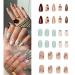 3 Packs (72 Pcs) Press on Nails Short Almond Nails Colorful Flower Coffin Fake Nails Exquisite Nails Luxurious Designs for Women Girls Stick on Nails With Glue on Acrylic Nail Tips