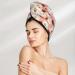 Hair Towel Wrap - Quick Drying Towel Turban with Button | Floral Daisy & Ladybug Design - Buy Online on GoSupps.com