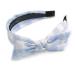 Light Blue/White Checked Fabric Bow Alice/Hair Band/HeadBand