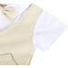 AmzBarley Baby Boys Gentlemans Suit | Dress Shirt, Pants, Vest, Bowtie Rompers | Khaki 6-12 Months - Buy Online on GoSupps.com